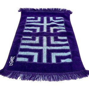 Yves Saint Laurent Fingertip Towel Purple Blue Geometric Fieldcrest USA Vintage